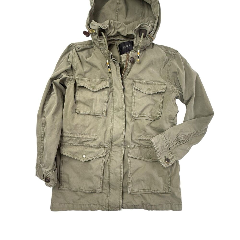 J Crew Field Mechanic Jacket Women XS Olive Green Re-Imagined Hooded #A1394 Army